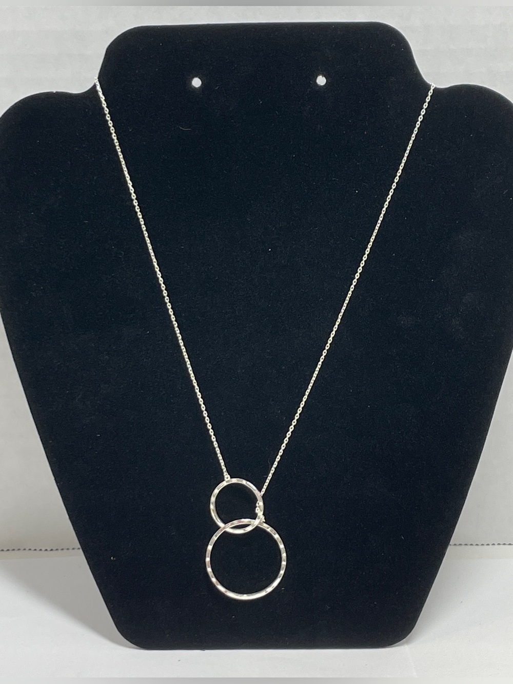 Sterling Silver  16” Interlocking Sweet Circles Adjustable Necklace 925, 4.77g
